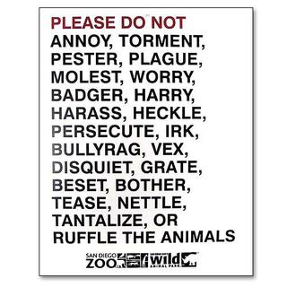 SIGN AT THE SAN DIEGO ZOO