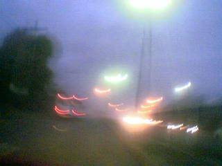 driving on a foggy  street