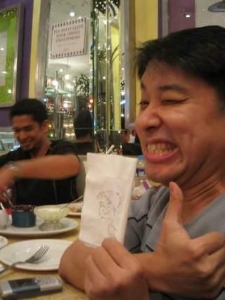 Joni and his cartoon self