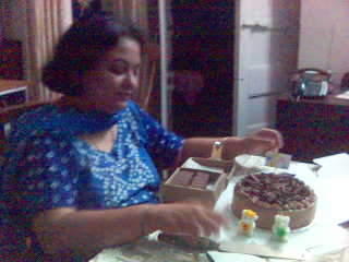 Cake and choc fudge - happy anniversary