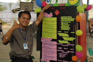 Naltan with his project--interative quiz!