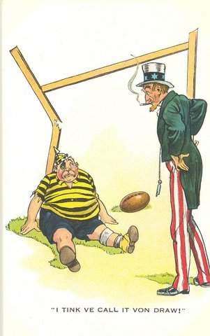 WW1 comic rugby postcard