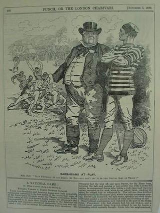 XIX Rugby print : "Barbarians at Play"