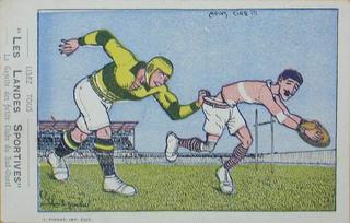 French rugby postcard "Les Landes Sportives"