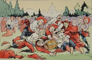 Rugby in the Vatican, French satirical postcard 1903