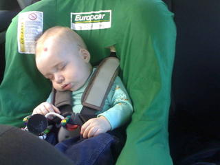 He lasted until we got in the car...
