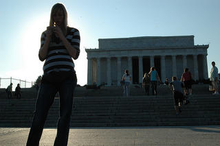 In front of the Lincoln Memorial