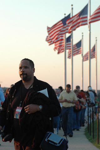 Tourists at the Washington Monument