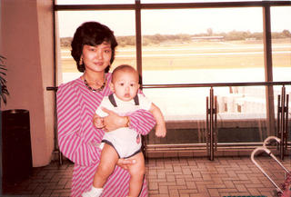 Liwei with Mum at Singapore Airport